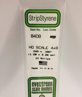 "O" Scale Polystyrene Strip (35 cm) 1,10 x 2,28 mm (4 x 8) (1 pc)