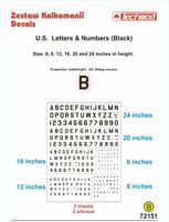 U.S. Letters & Numbers Black (size 6,8,12,16,20 i 24 cale) - Image 1