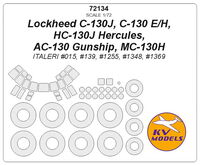 C-130J, C-130 E/H, HC-130J Hercules, AC-130 Gunship, MC-130H (ITALERI) + wheels masks - Image 1