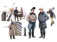 WWII German Luftwaffe Pilots and Ground Personnel in Winter Uniform