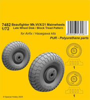 Beaufighter Mk.VI/X/21 Mainwheels - Late Wheel Disk / Block Tread Pattern (For Airfix/Hasegawa) - Image 1