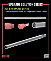 M4 Sherman Series 75 mm M3 Metal Barrel with 3D Printed Canvas Cover