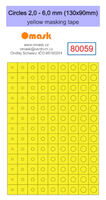 Circles 2,0 - 6,0 mm (130 x 90 mm) Yellow Masking tape - Image 1
